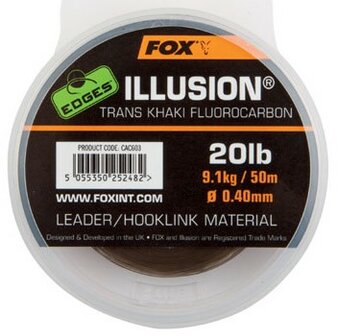 Illusion Trans Khaki Fluorocarbon LeaderHooklink - 50M Edges Fox