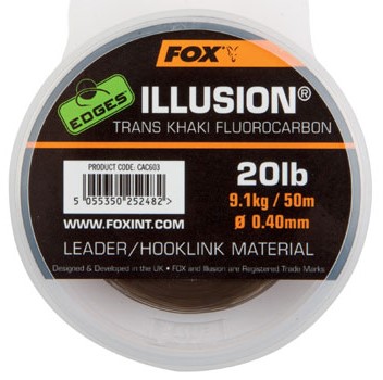 Illusion Trans Khaki Fluorocarbon LeaderHooklink - 50M Edges Fox